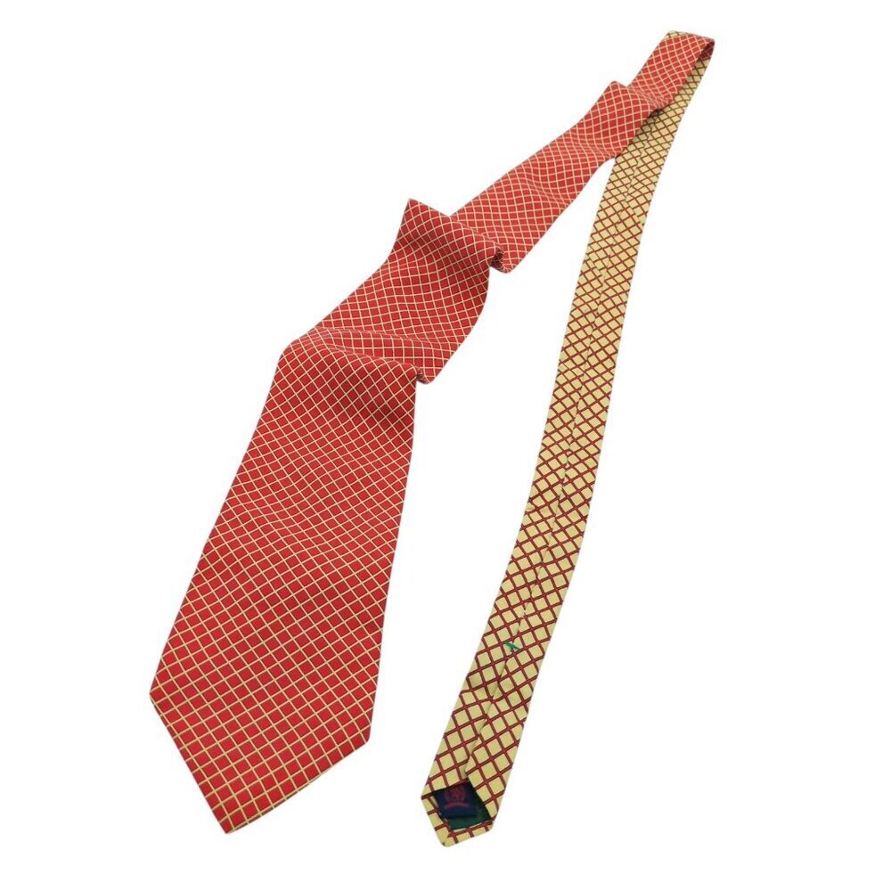 Lot of 2 Tommy Hilfiger Silk Ties Dual Pattern Red Cream & Blue White Made USA - Picture 2 of 10
